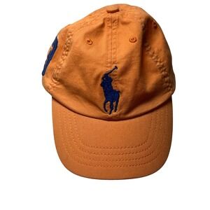Polo Ralph Lauren Boys Big Pony Strapback Hat Cap Navy Blue/Orange Size 2T-4T